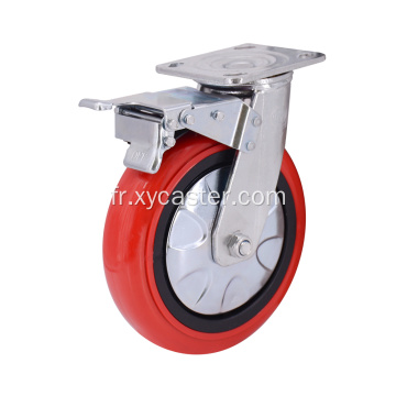 Roue de roulette en PVC rouge de 8 pouces